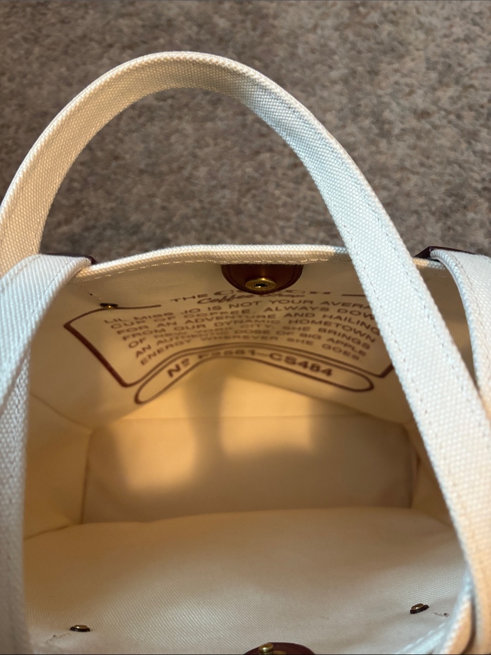 Coach Cream Canvas Tote with Maroon Coffee Shop Graphic Coffee Shop - Picture 4 of 6
